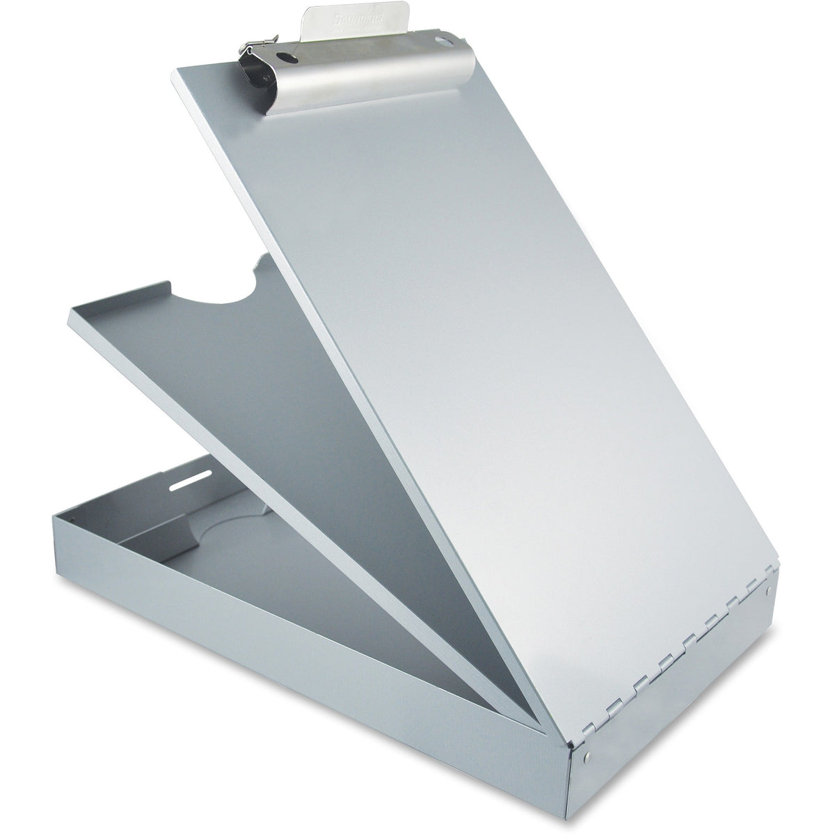 Saunders Cruiser Mate Form Holder with Storage - 1" Clip Capacity - Storage for Stationary - 8 1/2" x 12" Sheet Size - Aluminum - Silver - 1 Each