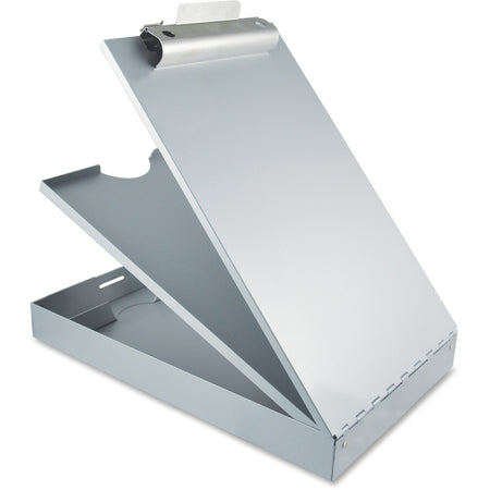 Saunders Cruiser Mate Form Holder with Storage - 1" Clip Capacity - Storage for Stationary - 8 1/2" x 12" Sheet Size - Aluminum - Silver - 1 Each