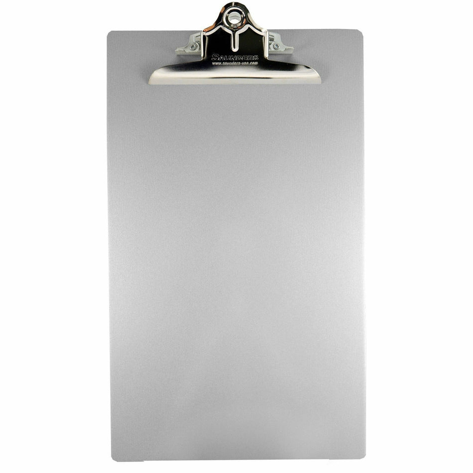 Saunders Aluminum Round Corner Clipboards - 1" Clip Capacity - 8 1/2" x 14" Sheet Size - Clamp - Aluminum - Silver - 1 Each