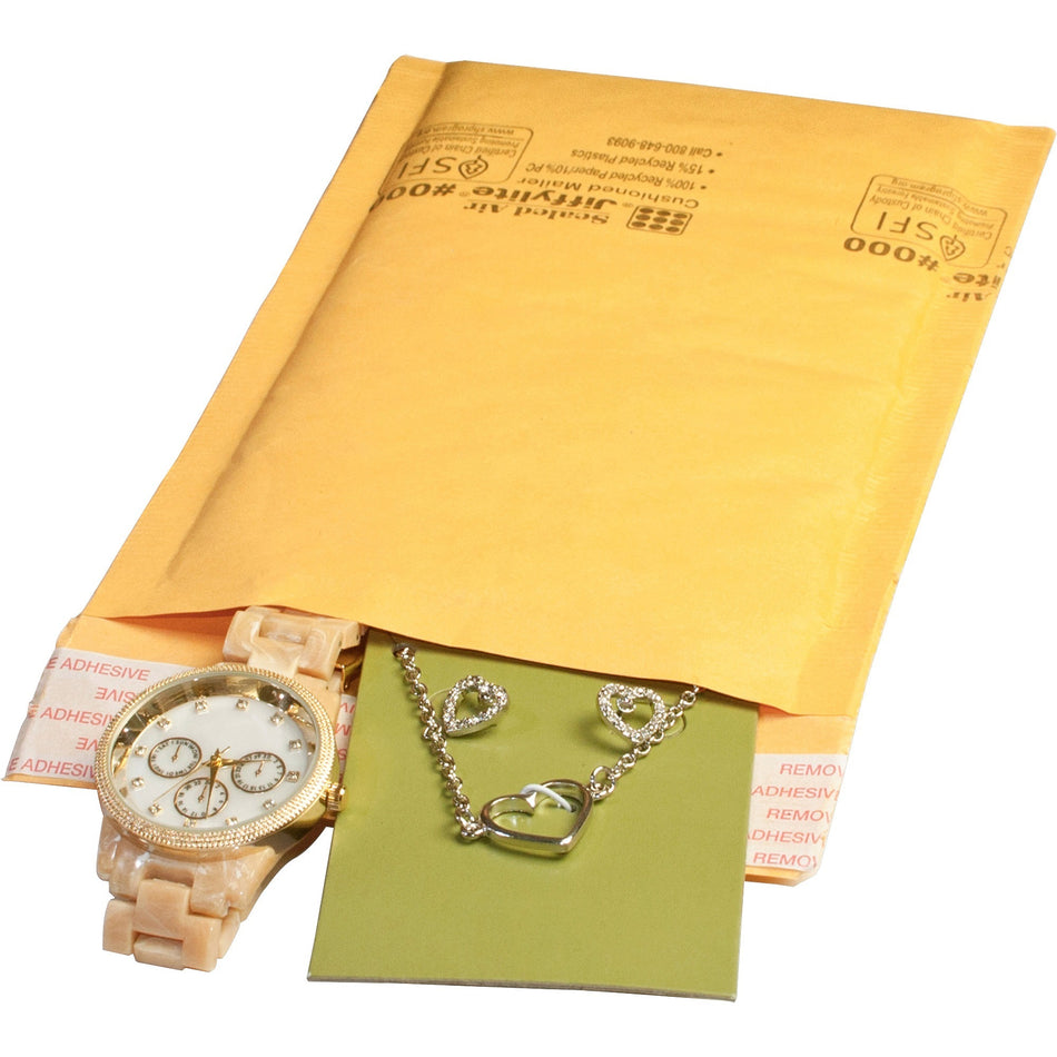 Sealed Air JiffyLite Cellular Cushioned Mailers - Bubble - #000 - 4" Width x 8" Length - Peel & Seal - Kraft - Kraft - 25 / Carton