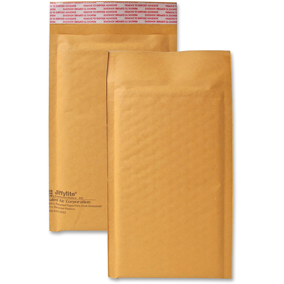 Sealed Air JiffyLite Cellular Cushioned Mailers - Bubble - #00 - 5" Width x 10" Length - Peel & Seal - Kraft - Kraft - 25 / Carton