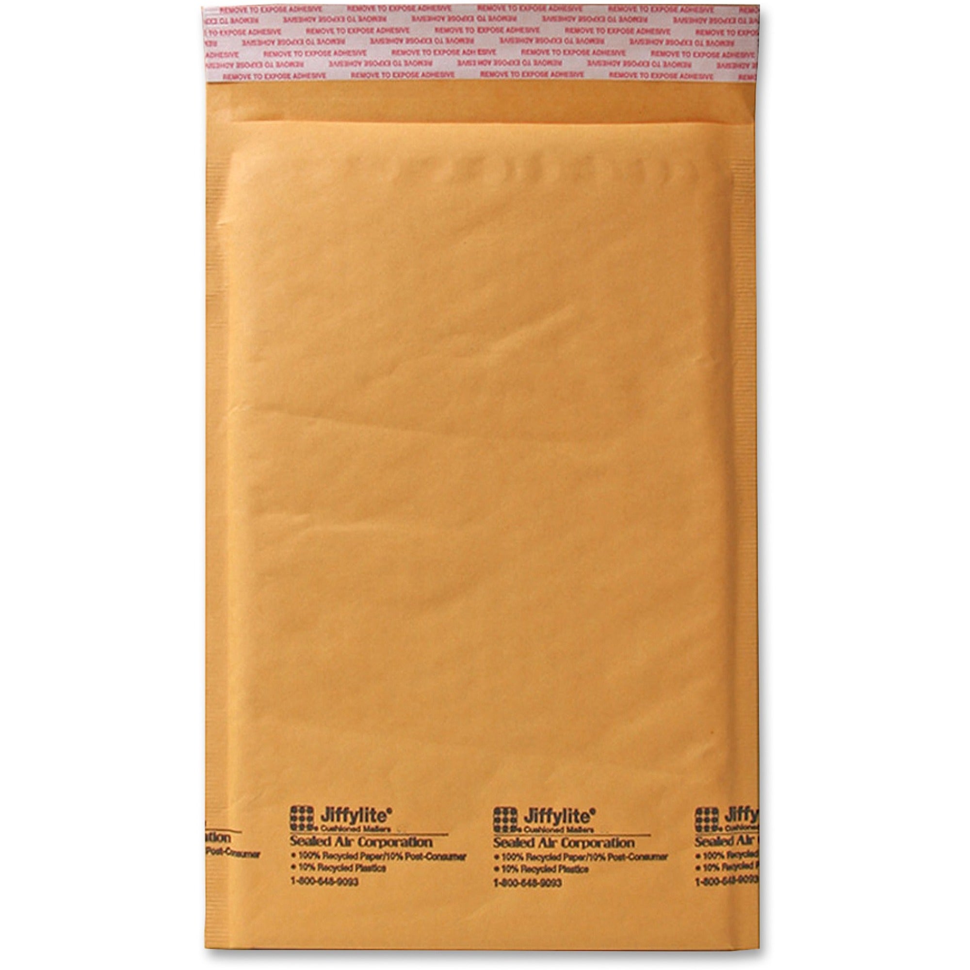 Sealed Air JiffyLite Cellular Cushioned Mailers - Bubble - #0 - 6" Width x 10" Length - Peel & Seal - Kraft - Kraft - 25 / Carton