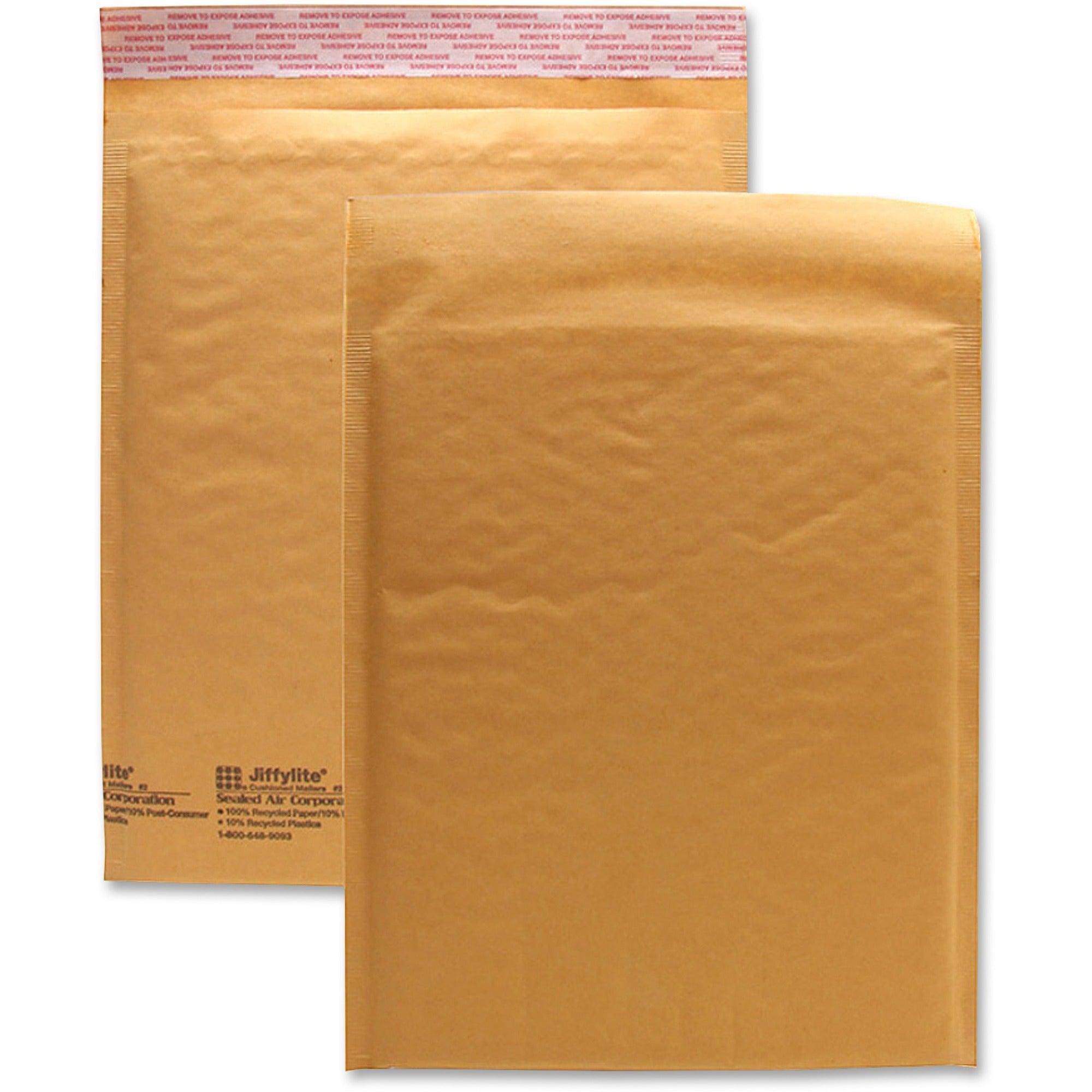 Sealed Air JiffyLite Cellular Cushioned Mailers - Bubble - #2 - 8 1/2" Width x 12" Length - Peel & Seal - Kraft - Kraft - 25 / Carton