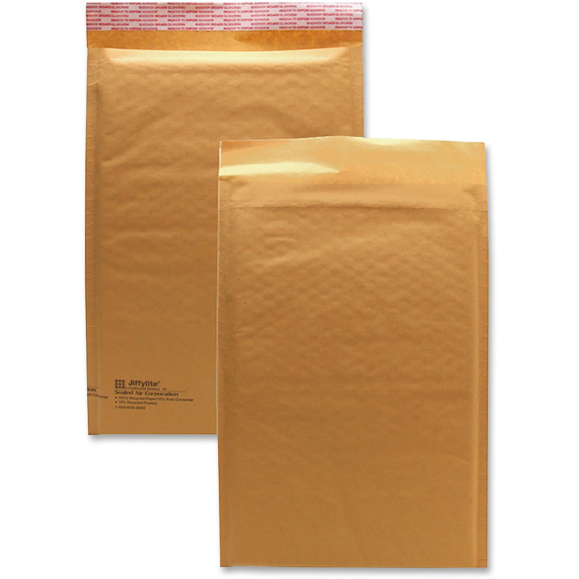 Sealed Air JiffyLite Cellular Cushioned Mailers - Bubble - #3 - 8 1/2" Width x 14 1/2" Length - Peel & Seal - Kraft - Kraft - 25 / Carton