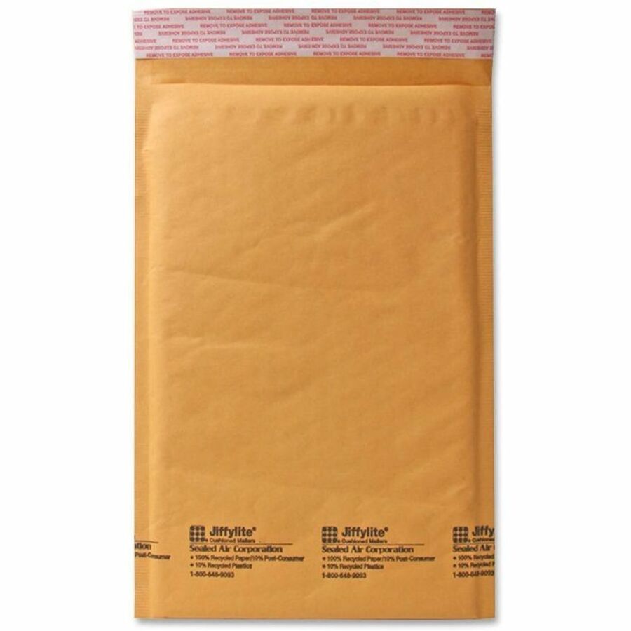Sealed Air JiffyLite Cellular Cushioned Mailers - Bubble - #1 - 7 1/4" Width x 10 3/4" Length - Peel & Seal - Kraft - Kraft - 100 / Carton