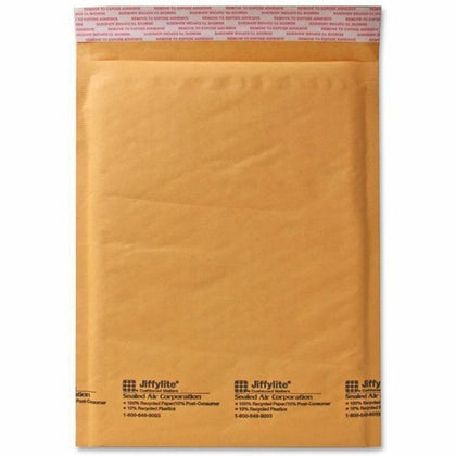 Sealed Air JiffyLite Bubble Mailers - #2 - 8.5’’ x 12’’ - Peel & Seal - Kraft - 100/Carton