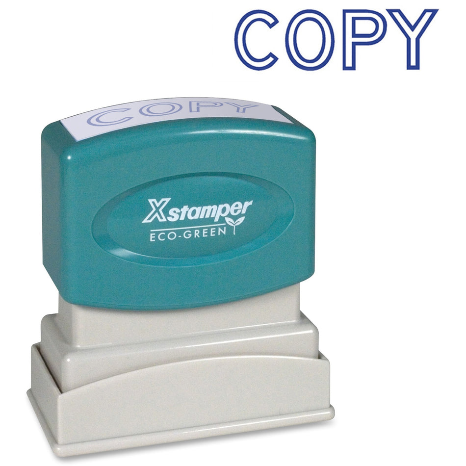 Xstamper COPY Title Stamp - Message Stamp - COPY - 0.50" Impression Width x 1.63" Impression Length - 100000 Impression(s) - Blue - Recycled - 1 Each