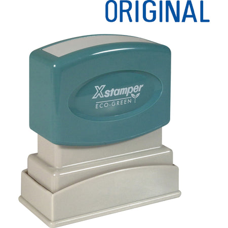 Xstamper ORIGINAL Title Stamp - Message Stamp - ORIGINAL - 0.50" Impression Width x 1.63" Impression Length - 100000 Impression(s) - Blue - Recycled - 1 Each
