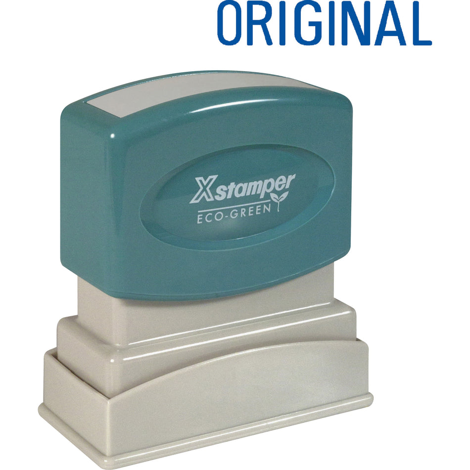 Xstamper ORIGINAL Title Stamp - Message Stamp - ORIGINAL - 0.50" Impression Width x 1.63" Impression Length - 100000 Impression(s) - Blue - Recycled - 1 Each
