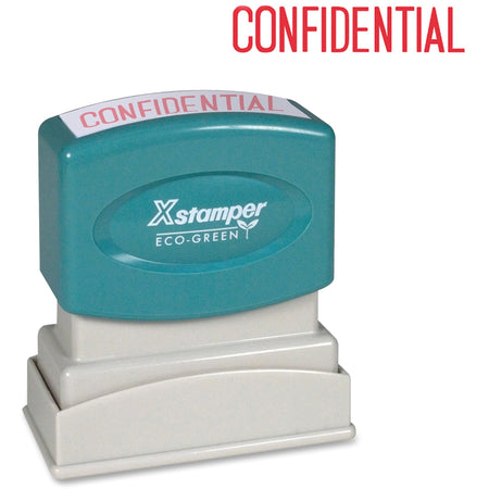 Xstamper CONFIDENTIAL Title Stamp - Message Stamp - CONFIDENTIAL - 0.50" Impression Width x 1.63" Impression Length - 100000 Impression(s) - Red - Recycled - 1 Each