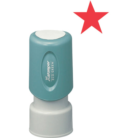 Xstamper Pre-Inked Star Shape Stamp - Design Stamp - STAR - 0.63" Impression Diameter - Red - Recycled - 1 Each