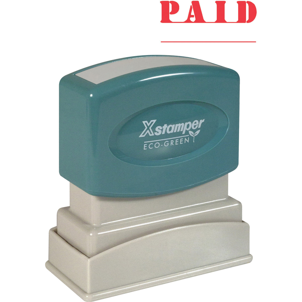 Xstamper PAID Title Stamp - Message Stamp - PAID - 0.50" Impression Width x 1.62" Impression Length - 100000 Impression(s) - Red - Recycled - 1 Each