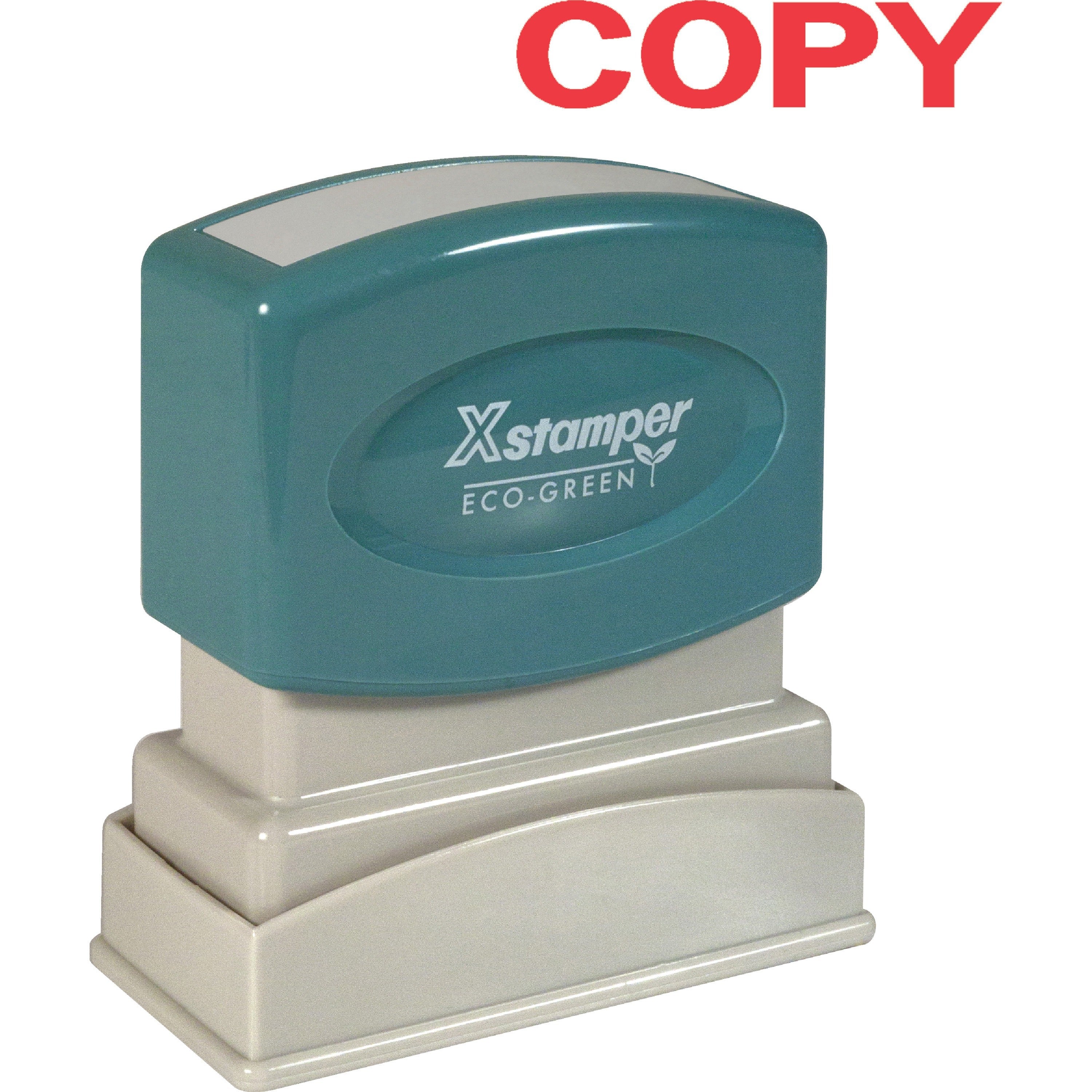 Xstamper Eco-Green COPY Title Stamp - Message Stamp - COPY - 0.50" Impression Width x 1.62" Impression Length - 100000 Impression(s) - Red - Recycled - 1 Each