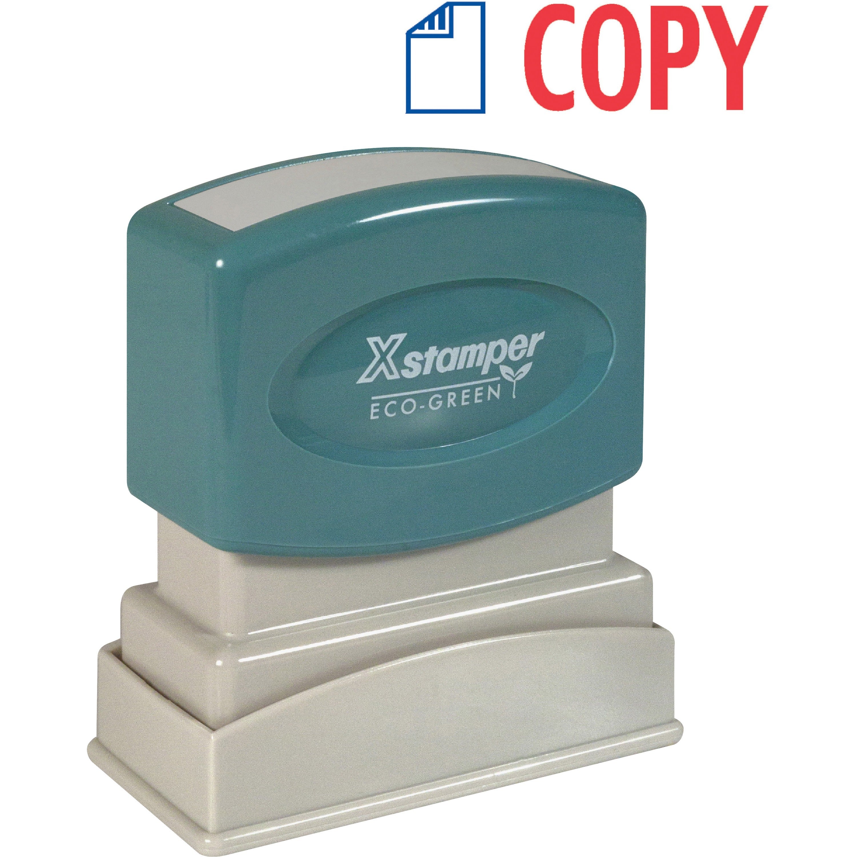 Xstamper COPY 2-color Pre-inked Stamp - Message Stamp - COPY - 0.50" Impression Width - 100000 Impression(s) - Red, Blue - Polymer Polymer - Recycled - 1 Each