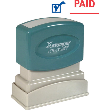 Xstamper Red/Blue PAID Title Stamp - Message/Date Stamp - PAID - 0.50" Impression Width - 100000 Impression(s) - Blue, Red - Polymer Polymer - Recycled - 1 Each