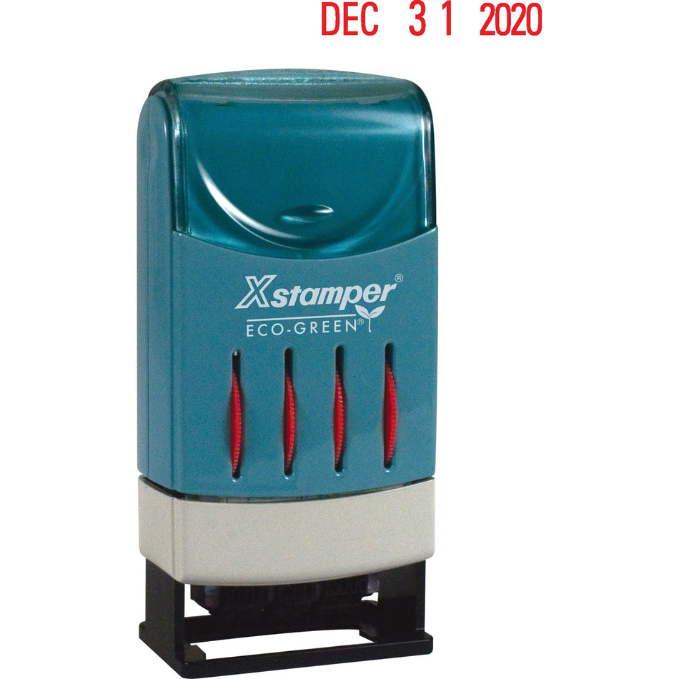 Xstamper VersaDater Large Type Date Stamp - Message/Date Stamp - FAXED, PAID, RECEIVED - 1" Impression Width x 0.16" Impression Length - Red - Recycled - 1 Each