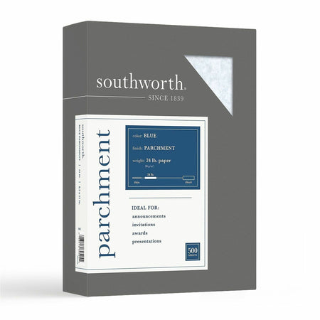 Southworth Parchment Specialty Paper - Blue - Letter - 8 1/2" x 11" - 24 lb Basis Weight - Parchment - Acid-free, Lignin-free - Blue - 500 / Box