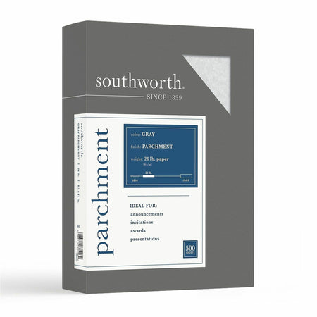 Southworth Parchment Specialty Paper - Gray - Letter - 8 1/2" x 11" - 24 lb Basis Weight - Parchment - Acid-free, Lignin-free - Gray - 500 / Box