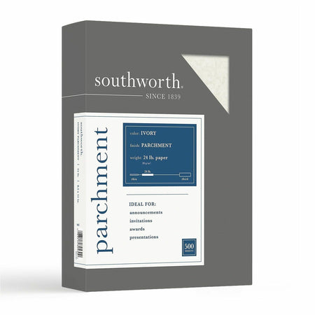 Southworth Parchment Specialty Paper - Ivory - Letter - 8 1/2" x 11" - 24 lb Basis Weight - Parchment - Acid-free, Lignin-free - Ivory - 500 / Box