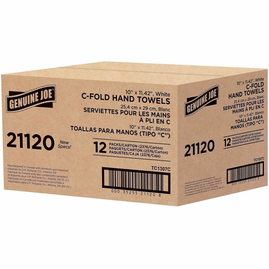 Genuine Joe Paper Towel C-fold 200 sheets White - Left