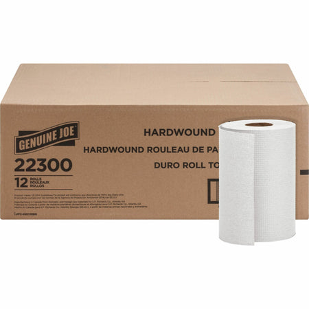 Genuine Joe Hardwound Roll Paper Towels - 7.88" Width x 350 ft Length - 2" Core - White - 12 / Carton