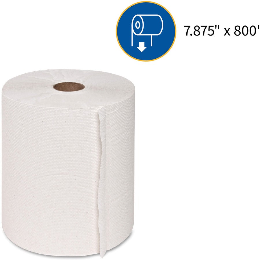 Genuine Joe Hardwound Roll Paper Towels - 7.90" x 800 ft - 2" Core - White - 6 / Carton