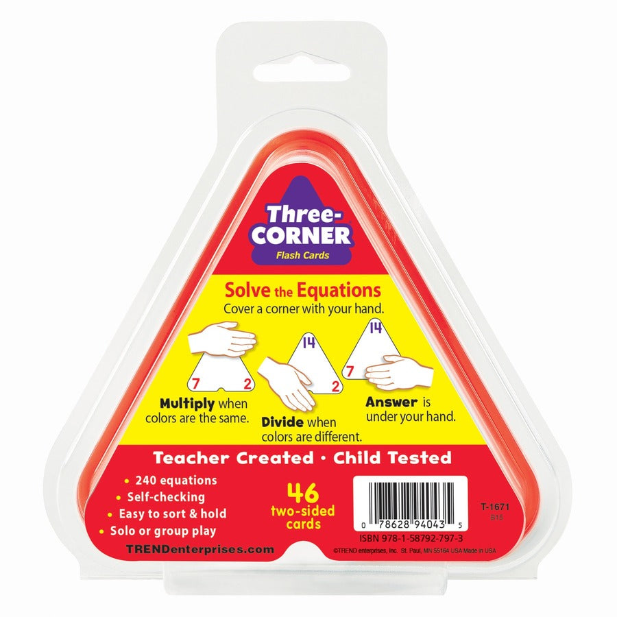 Trend Multiplication/Division Three-Corner Flash Card Set - Learning - Educational - 46 / Set