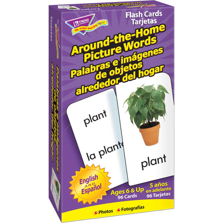 Trend English/Spanish Picture Words Flash Cards - Learning - Educational - 1 Each