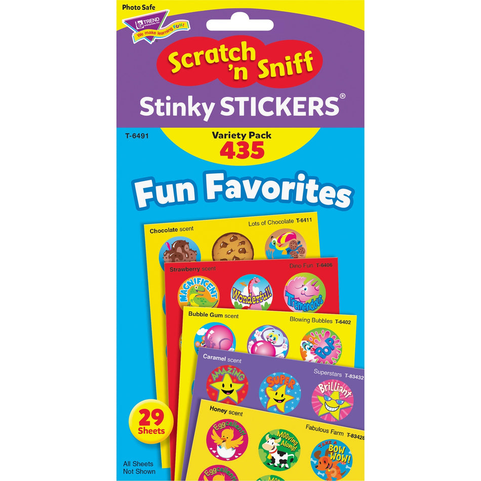 Trend Fun & Fancy Jumbo Pack Stickers - 432 x Round Shape - Self-adhesive - Acid-free, Non-toxic, Photo-safe, Scented - Assorted, Multicolor - Paper - 435 / Pack