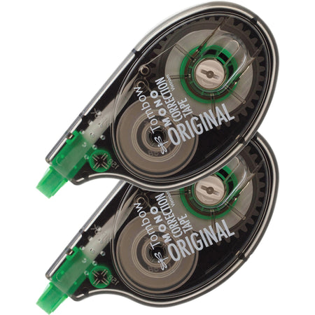 Tombow Original Mono Correction Tape - 0.16" Tape Width x 32.81 ft Tape Length - 1 Line(s) - White Tape - Ergonomic Dispenser - Acid-free, Non-refillable - White - 2 / Pack