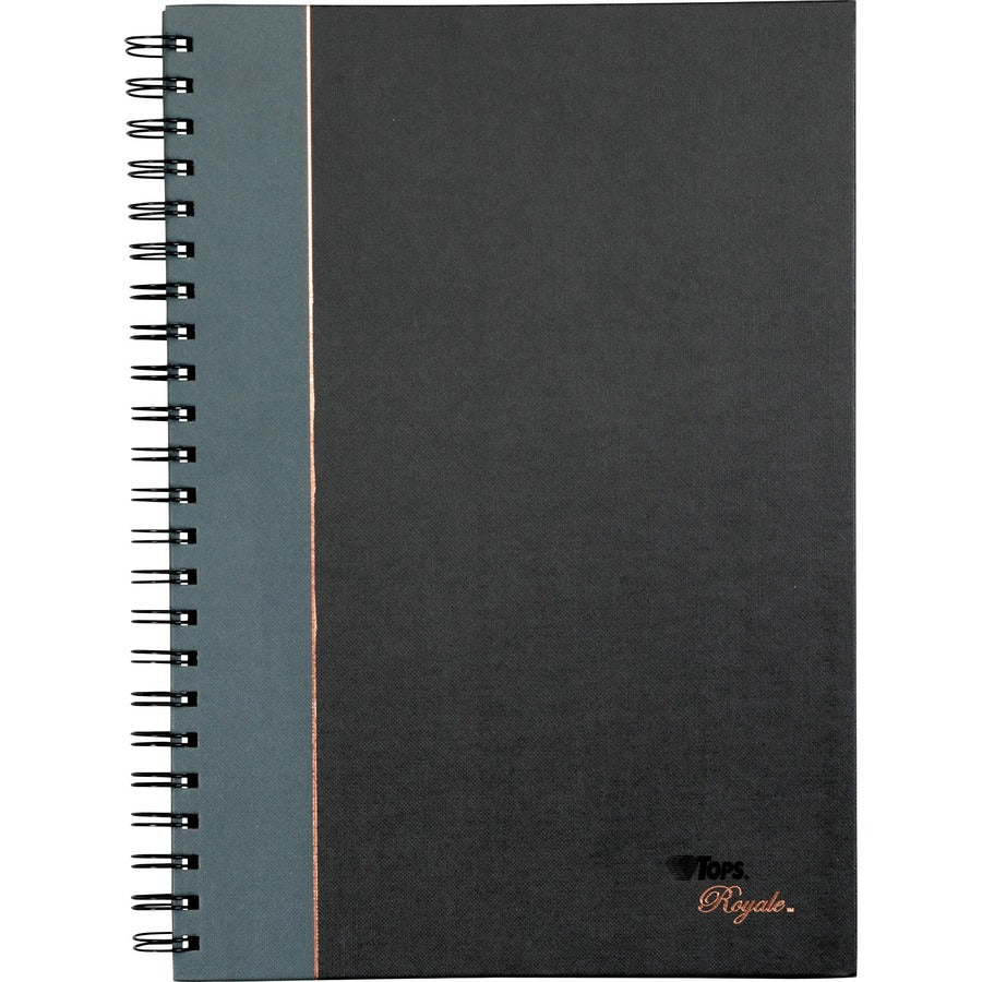 TOPS Sophisticated Business Executive Notebooks - 96 Sheets - Wire Bound - 20 lb Basis Weight - 8 1/4" x 11 3/4" Sheet Size - White Paper - Gray Binding - Black Cover - Hard Cover, Numbered, Ribbon Marker, Heavyweight - 1 Each