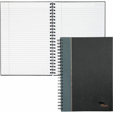 TOPS Sophisticated Business Executive Notebooks - 96 Sheets - Wire Bound - 20 lb Basis Weight - 8 1/4" x 11 3/4" Sheet Size - White Paper - Gray Binding - Black Cover - Hard Cover, Numbered, Ribbon Marker, Heavyweight - 1 Each