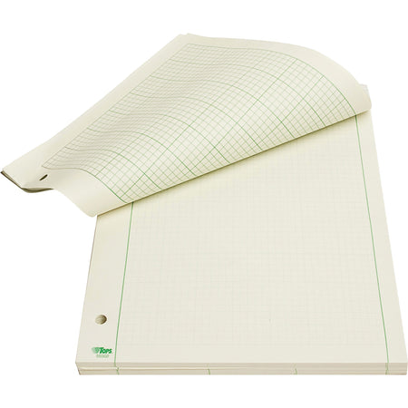 TOPS Engineering Computation Pad - 200 Sheets - Stapled/Glued - Both Side Ruling Surface - Ruled Margin - 15 lb Basis Weight - Letter - 8 1/2" x 11" Sheet Size - Green Paper - 1 Pad