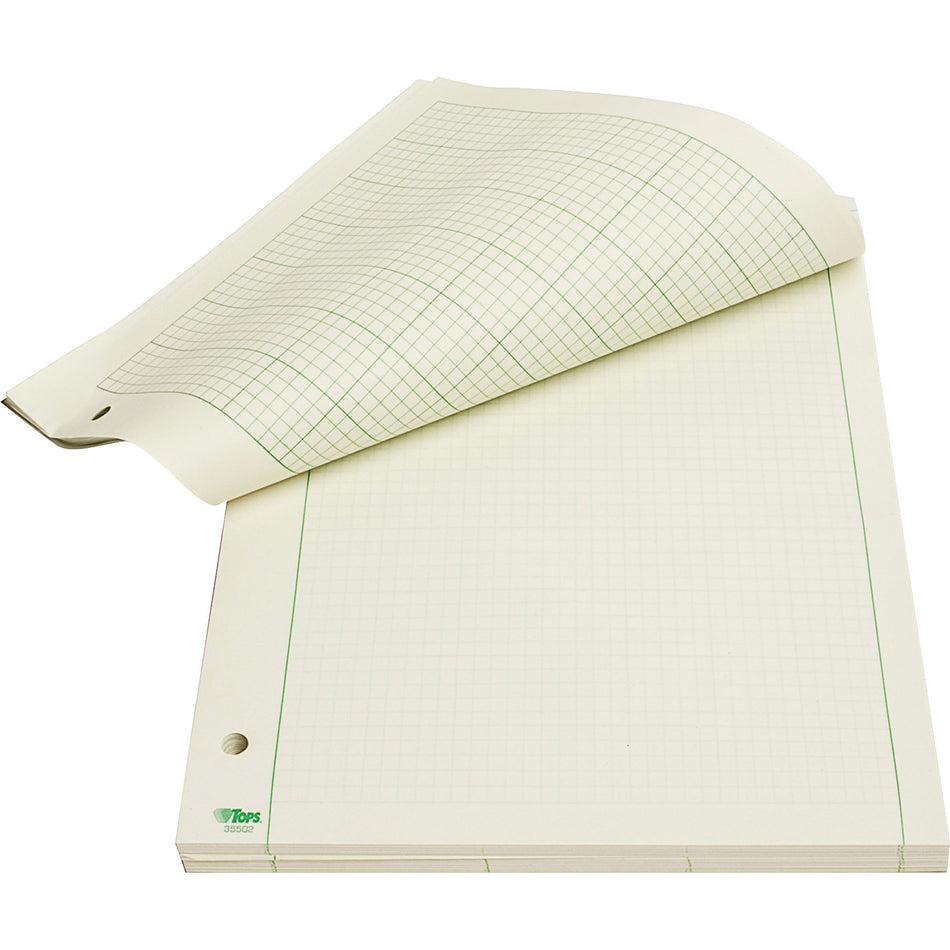 TOPS Engineering Computation Pad - 200 Sheets - Stapled/Glued - Both Side Ruling Surface - Ruled Margin - 15 lb Basis Weight - Letter - 8 1/2" x 11" Sheet Size - Green Paper - 1 Pad
