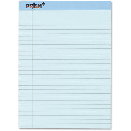 TOPS Prism Plus Colored Paper Pads - 50 Sheets - 0.34" Ruled - 16 lb Basis Weight - 8 1/2" x 11 3/4" Sheet Size - Blue Paper - Perforated, Rigid, Easy Tear - 12 / Pack