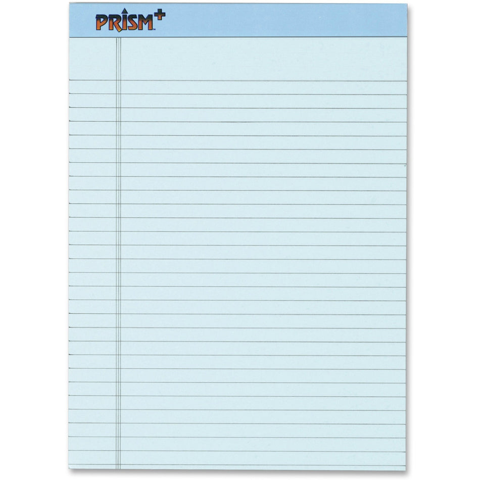 TOPS Prism Plus Colored Paper Pads - 50 Sheets - 0.34" Ruled - 16 lb Basis Weight - 8 1/2" x 11 3/4" Sheet Size - Blue Paper - Perforated, Rigid, Easy Tear - 12 / Pack