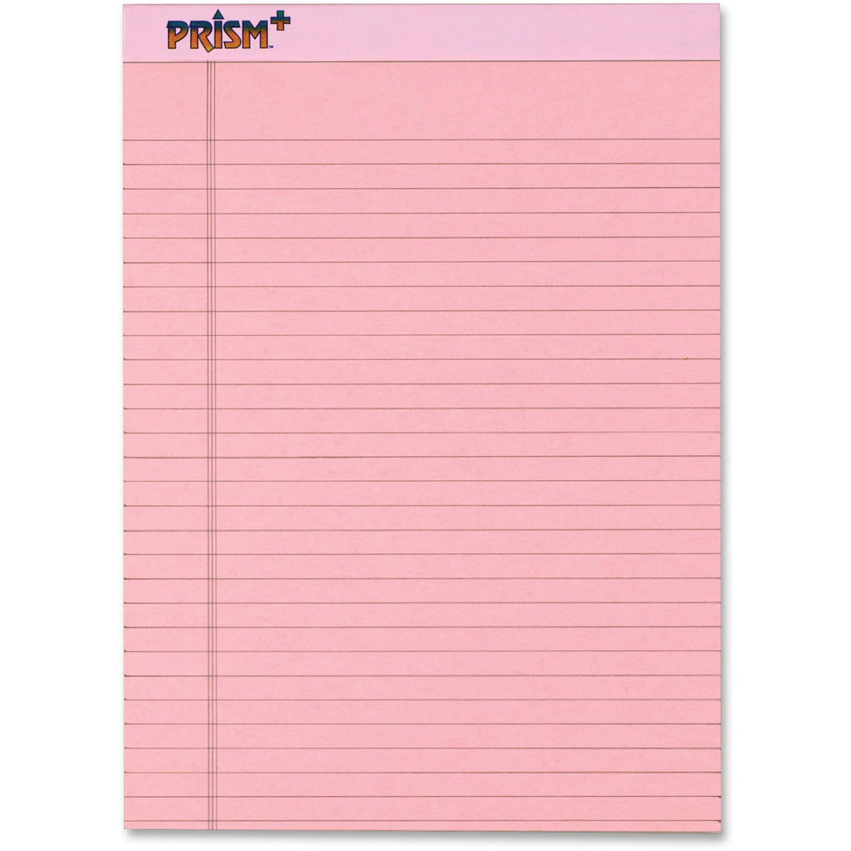 TOPS Prism Plus Colored Paper Pads - 50 Sheets - 0.34" Ruled - 16 lb Basis Weight - 8 1/2" x 11 3/4" Sheet Size - Pink Paper - Hard Cover, Perforated, Rigid, Easy Tear - 12 / Pack