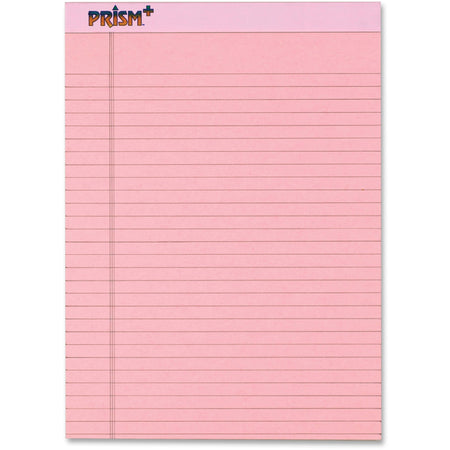 TOPS Prism Plus Colored Paper Pads - 50 Sheets - 0.34" Ruled - 16 lb Basis Weight - 8 1/2" x 11 3/4" Sheet Size - Pink Paper - Hard Cover, Perforated, Rigid, Easy Tear - 12 / Pack