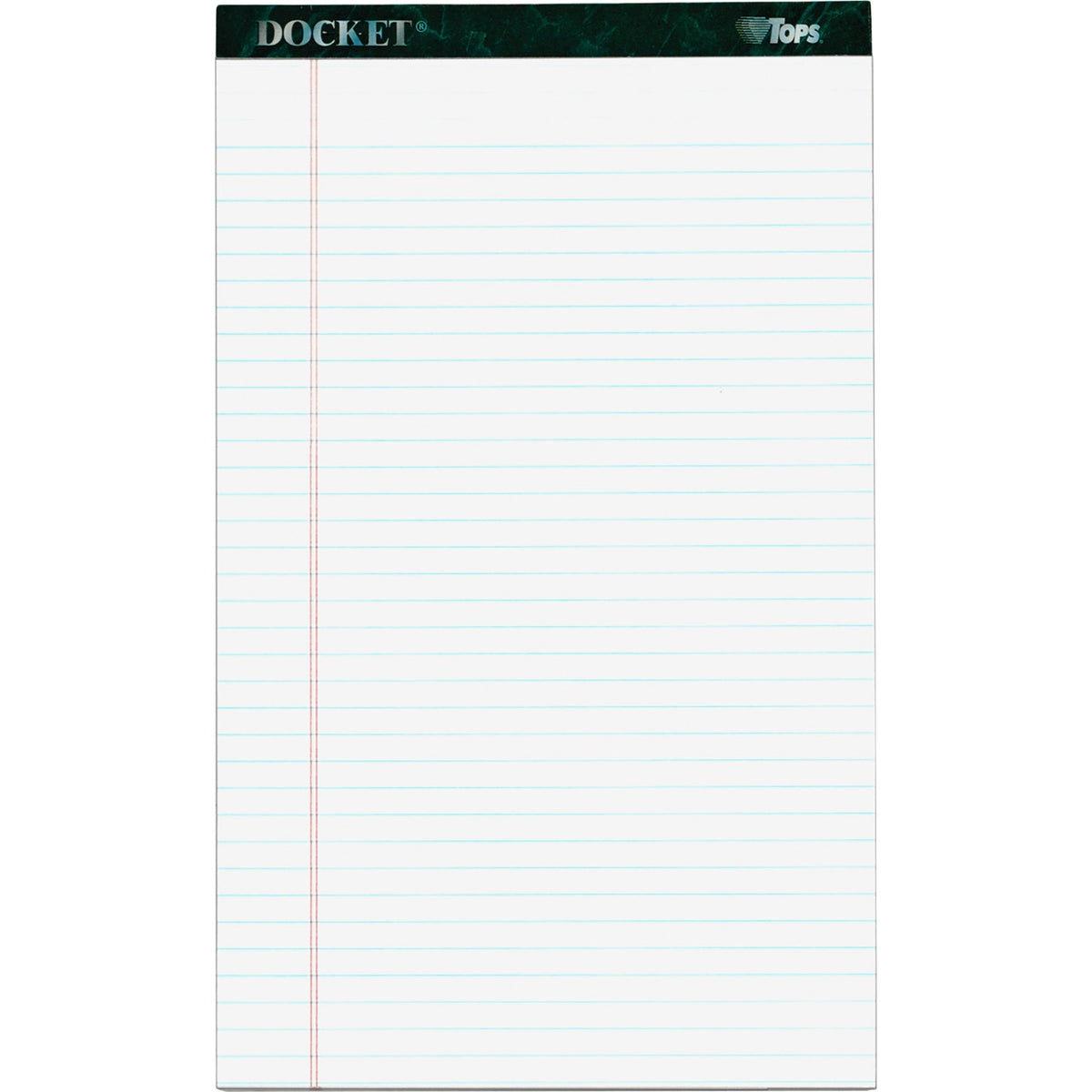 TOPS Docket Letr - Trim Legal Ruled White Legal Pads - Legal - 50 Sheets - Double Stitched - 0.34" Ruled - 16 lb Basis Weight - Legal - 8 1/2" x 14" Sheet Size - White Paper - Marble Green Binding - Perforated, Hard Cover, Resist Bleed-through - 12 / Pack