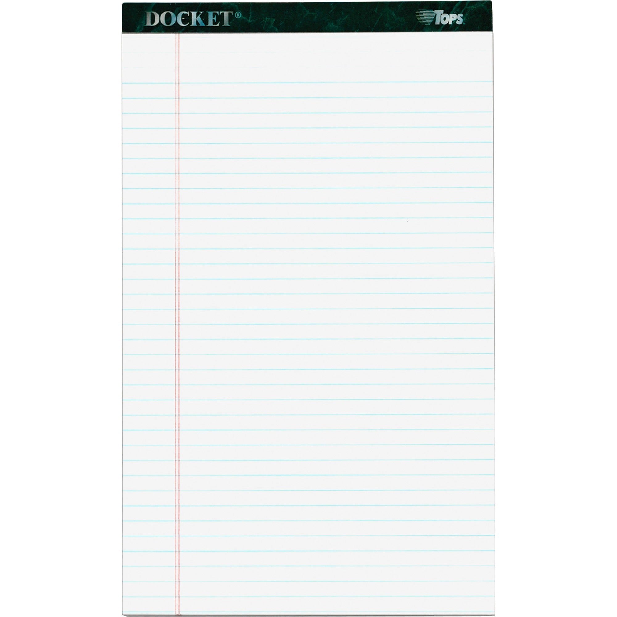 TOPS Docket Letr - Trim Legal Ruled White Legal Pads - Legal - 50 Sheets - Double Stitched - 0.34" Ruled - 16 lb Basis Weight - Legal - 8 1/2" x 14" Sheet Size - White Paper - Marble Green Binding - Perforated, Hard Cover, Resist Bleed-through - 12 / Pack