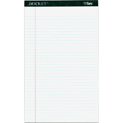 TOPS Docket Letr - Trim Legal Ruled White Legal Pads - Legal - 50 Sheets - Double Stitched - 0.34" Ruled - 16 lb Basis Weight - Legal - 8 1/2" x 14" Sheet Size - White Paper - Marble Green Binding - Perforated, Hard Cover, Resist Bleed-through - 12 / Pack