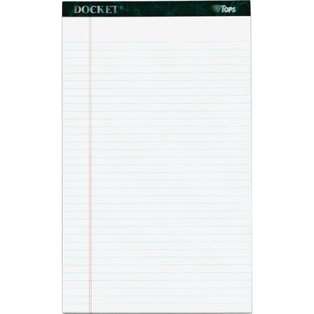 TOPS Docket Letr - Trim Legal Ruled White Legal Pads - Legal - 50 Sheets - Double Stitched - 0.34" Ruled - 16 lb Basis Weight - Legal - 8 1/2" x 14" Sheet Size - White Paper - Marble Green Binding - Perforated, Hard Cover, Resist Bleed-through - 12 / Pack