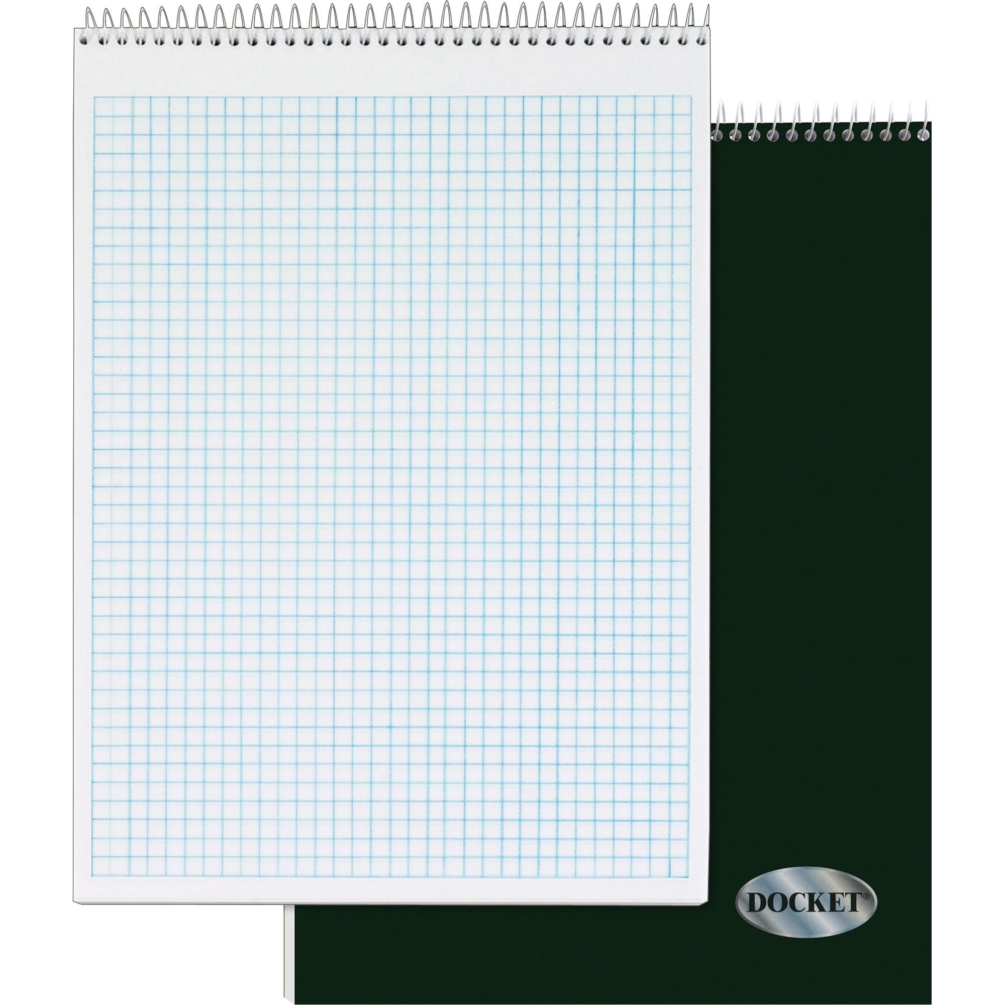 TOPS Docket Top Wire Quadrille Pad - 70 Sheets - Wire Bound - 8 1/2" x 11 3/4" Sheet Size - White Paper - Chipboard Cover - Perforated, Hard Cover - 1 Each