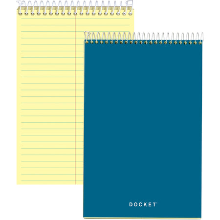 TOPS Docket Steno Book - 100 Sheets - Coilock - 6" x 9" Sheet Size - Canary Paper - Forest Green Chipboard Cover - Perforated, Hard Cover, Rigid - 1 Each