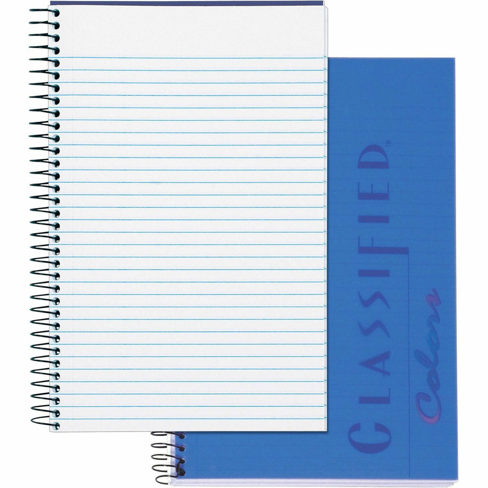 TOPS Classified Business Notebooks - 100 Sheets - 20 lb Basis Weight - 5 1/2" x 8 1/2" Sheet Size - Indigo Paper - Indigo Plastic Cover - Heavyweight, Perforated, Hard Cover - 1 Each