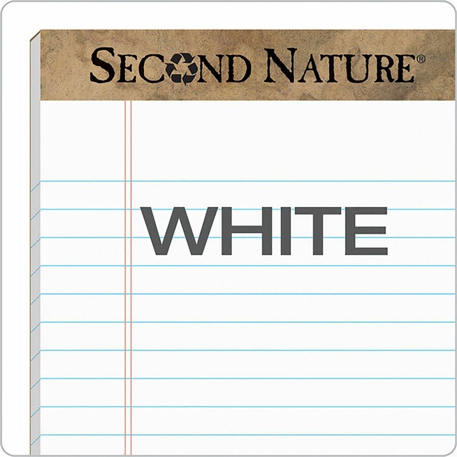 TOPS Second Nature Recycled Writing Pads - 50 Sheets - 0.28" Ruled - 16 lb Basis Weight - Jr.Legal - 5" x 8" Sheet Size - White Paper - Perforated - Recycled - 1 Dozen