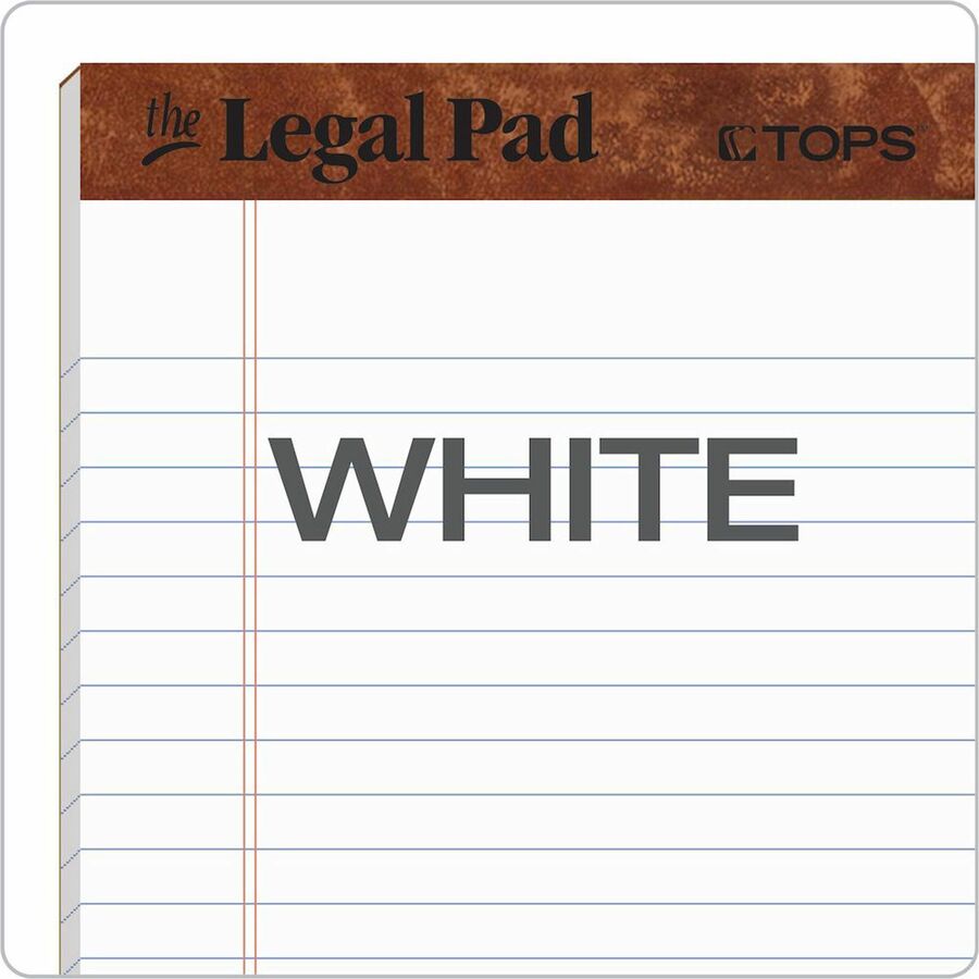 TOPS The Legal Pad Writing Pad - 50 Sheets - Double Stitched - 0.28" Ruled - 16 lb Basis Weight - Jr.Legal - 5" x 8" Sheet Size - White Paper - Chipboard Cover - Perforated, Hard Cover, Removable - 1 Dozen