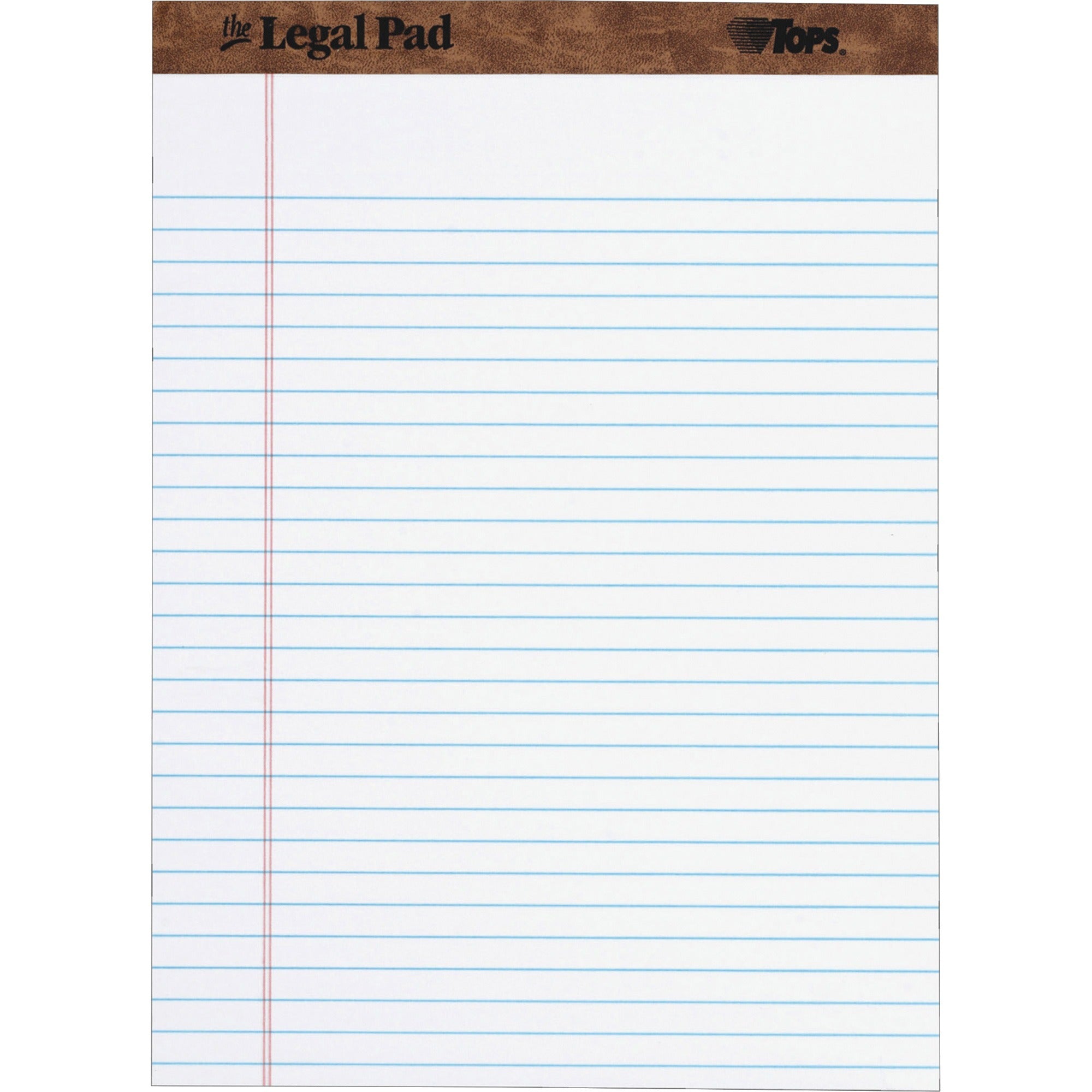 TOPS Letr-trim Perforated Legal Pads - 50 Sheets - Double Stitched - 0.34" Ruled - 16 lb Basis Weight - 8 1/2" x 11 3/4" Sheet Size - White Paper - Perforated, Hard Cover - 1 Dozen