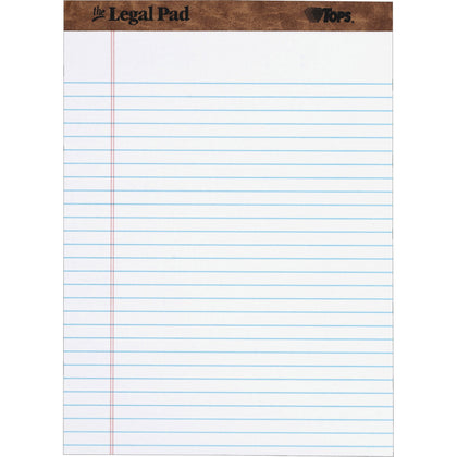 TOPS Letr-trim Perforated Legal Pads - 50 Sheets - Double Stitched - 0.34" Ruled - 16 lb Basis Weight - 8 1/2" x 11 3/4" Sheet Size - White Paper - Perforated, Hard Cover - 1 Dozen