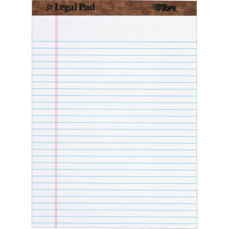 TOPS Letr-trim Perforated Legal Pads - 50 Sheets - Double Stitched - 0.34" Ruled - 16 lb Basis Weight - 8 1/2" x 11 3/4" Sheet Size - White Paper - Perforated, Hard Cover - 1 Dozen